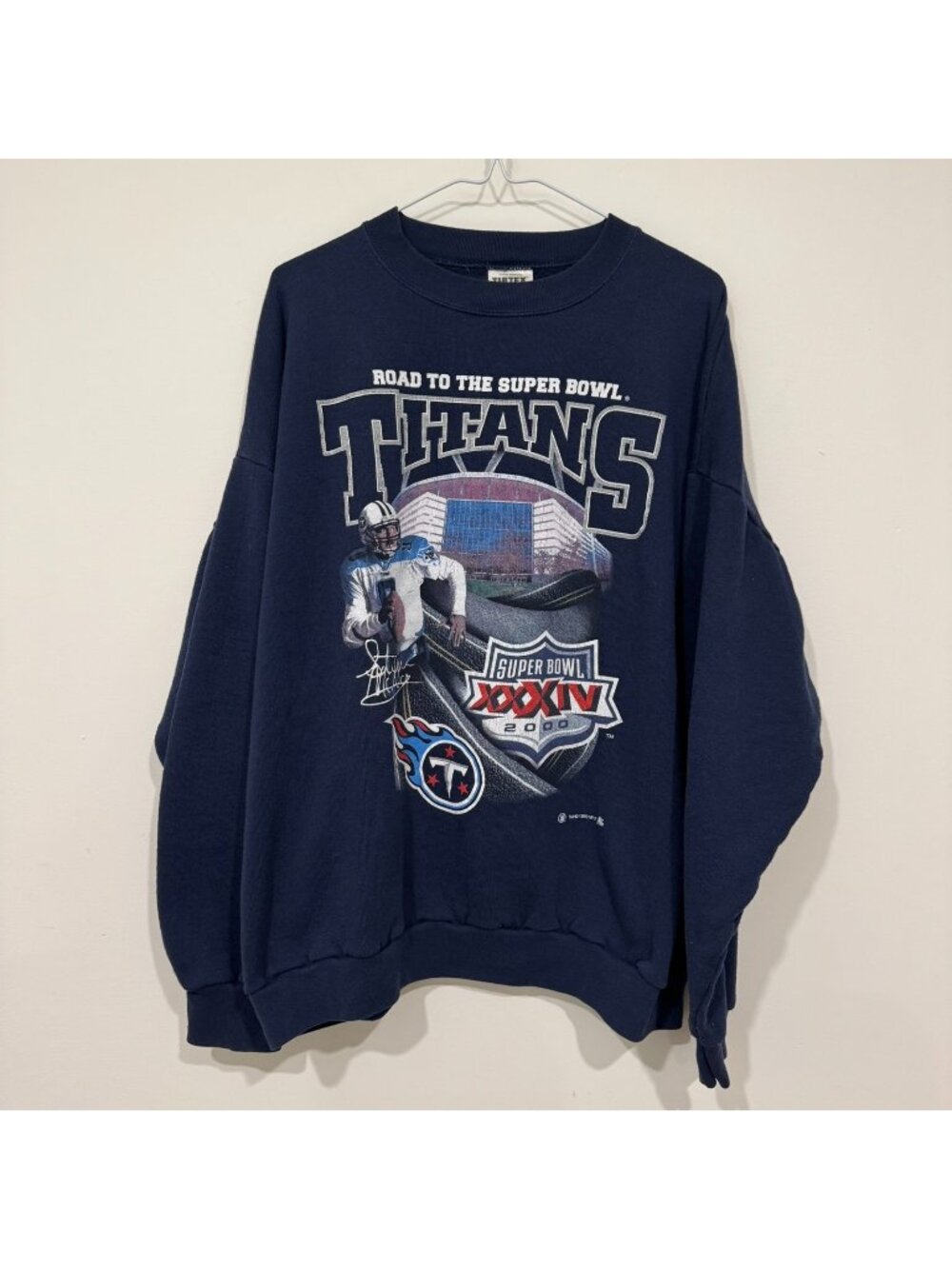 Vintage 1990s Tennessee Titans NFL Superbowl Sweatshirt XL 1999 Steve McNair